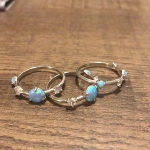 Stackable Opal Sterling Silver Rings